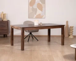 Discount Table extensible en manguier massif teinte noyer 