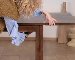 Discount Table extensible en manguier massif teinte noyer 