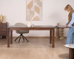 Discount Table extensible en manguier massif teinte noyer 