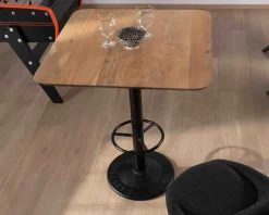 Outlet Table haute bistrot plateau carré acacia finition biseautée noire "Palaver Club" Table Haute Carrée