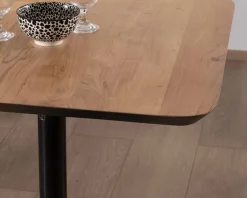 Outlet Table haute bistrot plateau carré acacia finition biseautée noire 