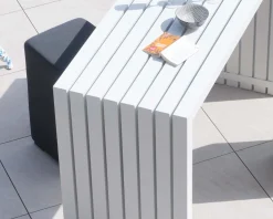 Hot Table haute design en aluminium blanc 160cm "Java Island" Table Haute Rectangulaire
