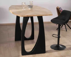 Discount Table haute en acacia 185 cm et pieds métal noir design "Audacio" Table Haute Rectangulaire