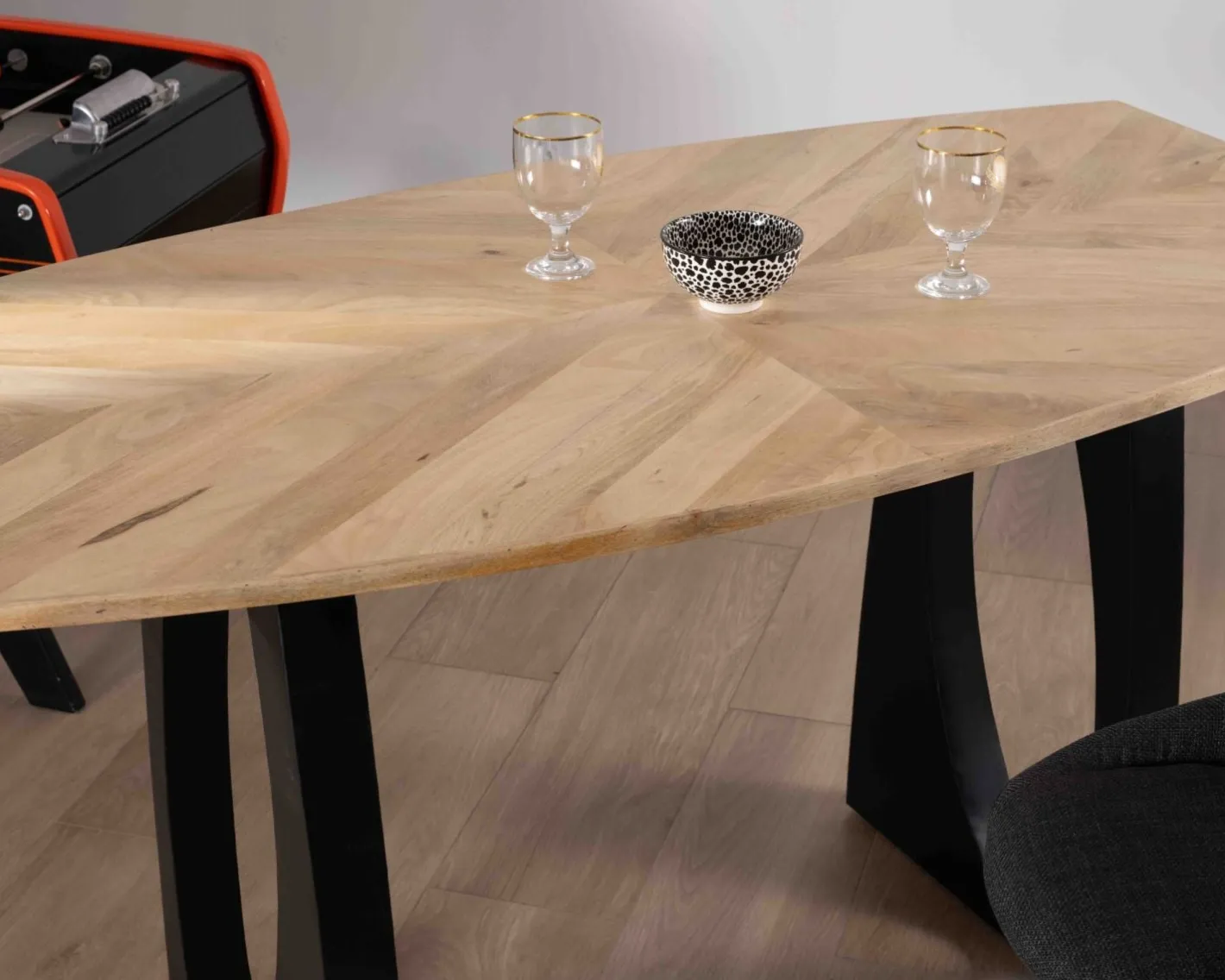 Discount Table haute en acacia 185 cm et pieds métal noir design "Audacio" Table Haute Rectangulaire