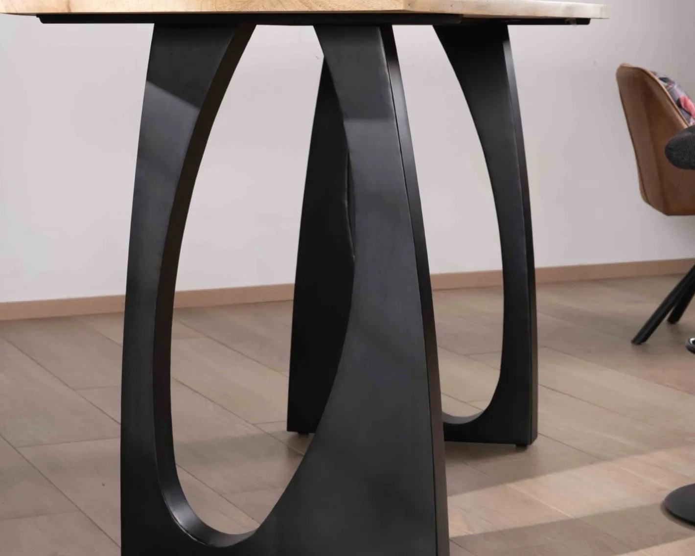 Discount Table haute en acacia 185 cm et pieds métal noir design "Audacio" Table Haute Rectangulaire