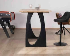 Discount Table haute en acacia 185 cm et pieds métal noir design