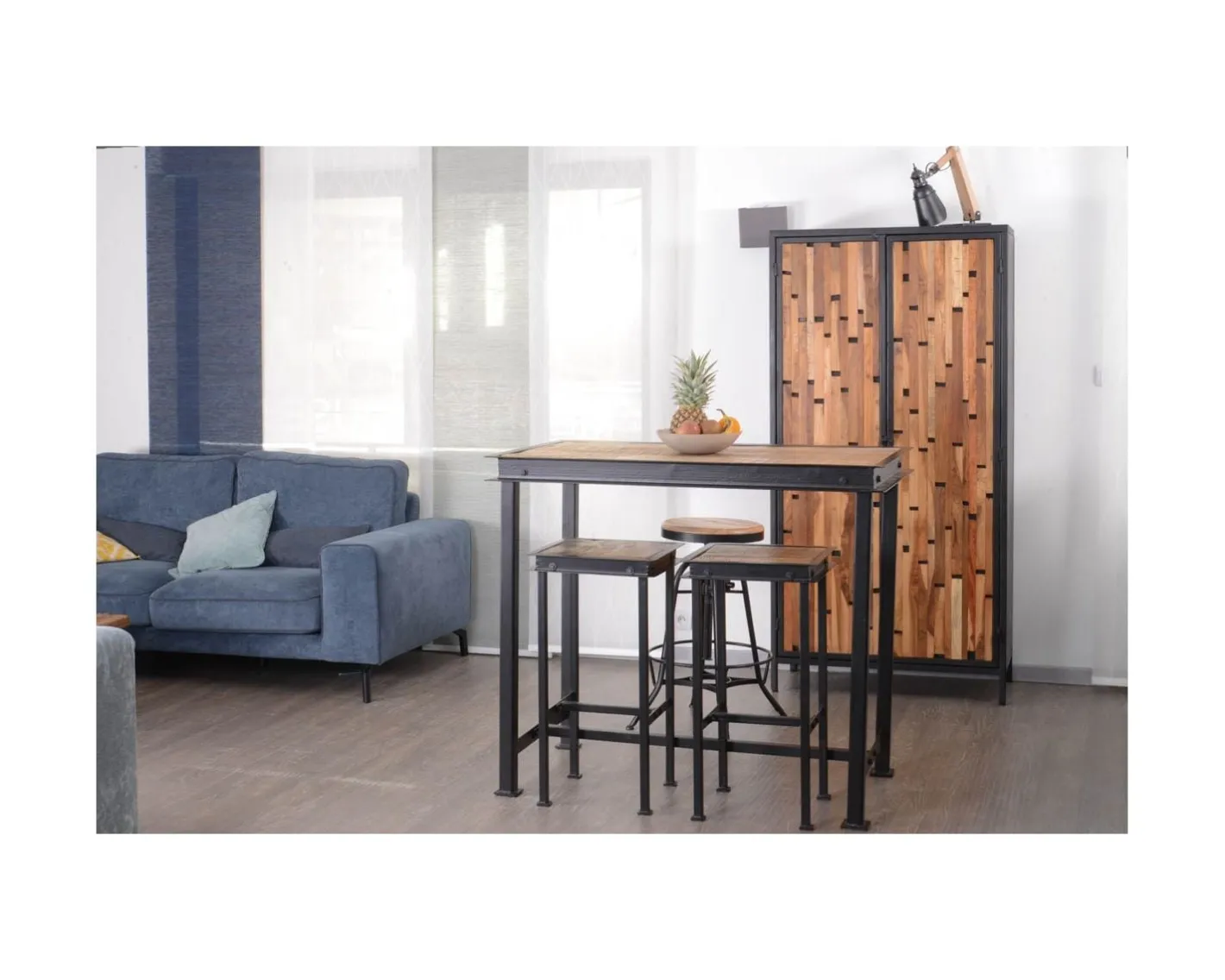 Best Table haute métal et bois 150x80cm "IPN" Table Haute Rectangulaire