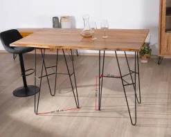 Online Table mange-debout épurée en acacia et pieds métal design "Wendy" 160 cm Table Haute Rectangulaire