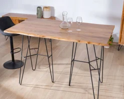 Online Table mange-debout épurée en acacia et pieds métal design