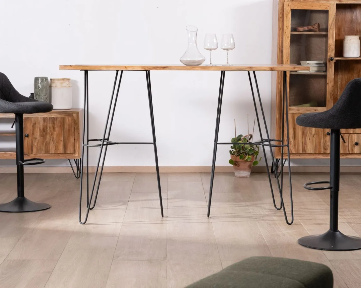 Online Table mange-debout épurée en acacia et pieds métal design "Wendy" 160 cm Table Haute Rectangulaire
