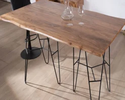 Online Table mange-debout épurée en acacia et pieds métal design