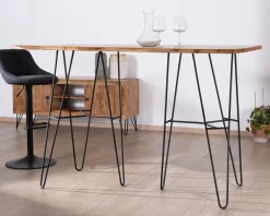 Online Table mange-debout épurée en acacia et pieds métal design