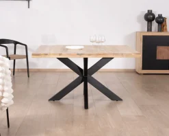 Outlet Table à manger carrée 140x140cm bois et métal industriel
