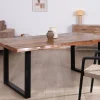 Best Table à manger en bois recyclé et pieds métal noir en U "Alésia" 200 cm Table À Manger Rectangulaire
