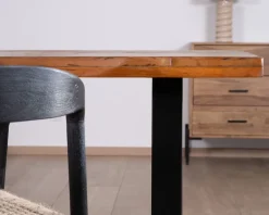 Best Table à manger en bois recyclé et pieds métal noir en U 