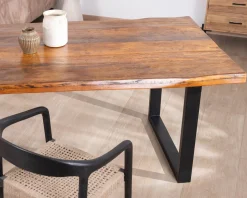 Best Table à manger en bois recyclé et pieds métal noir en U 