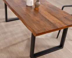 Best Table à manger en bois recyclé et pieds métal noir en U 