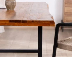 Best Table à manger en bois recyclé et pieds métal noir en U 