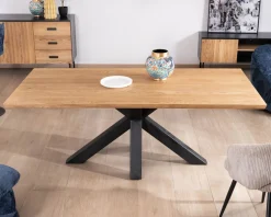 Clearance Table à manger en frêne massif et pied étoile métal noir