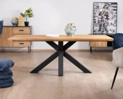 Clearance Table à manger en frêne massif et pied étoile métal noir
