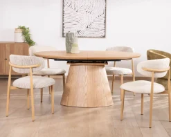 Best Table à manger ovale extensible 160-200 cm aspect chêne "Oria" style contemporain épuré Table À Manger Ronde Ou Ovale