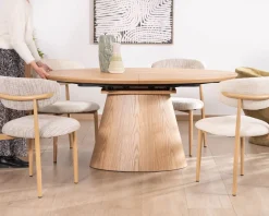 Best Table à manger ovale extensible 160-200 cm aspect chêne "Oria" style contemporain épuré Table À Manger Ronde Ou Ovale