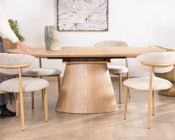 Best Table à manger ovale extensible 160-200 cm aspect chêne 