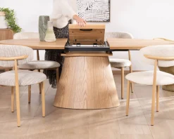 Best Table à manger ovale extensible 160-200 cm aspect chêne 