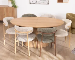 Best Table à manger ovale extensible 160-200 cm aspect chêne 