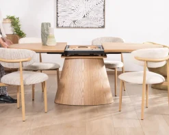 Best Table à manger ovale extensible 160-200 cm aspect chêne 
