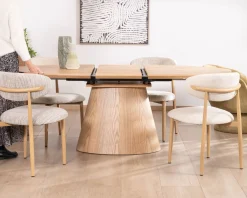 Best Table à manger ovale extensible 160-200 cm aspect chêne 