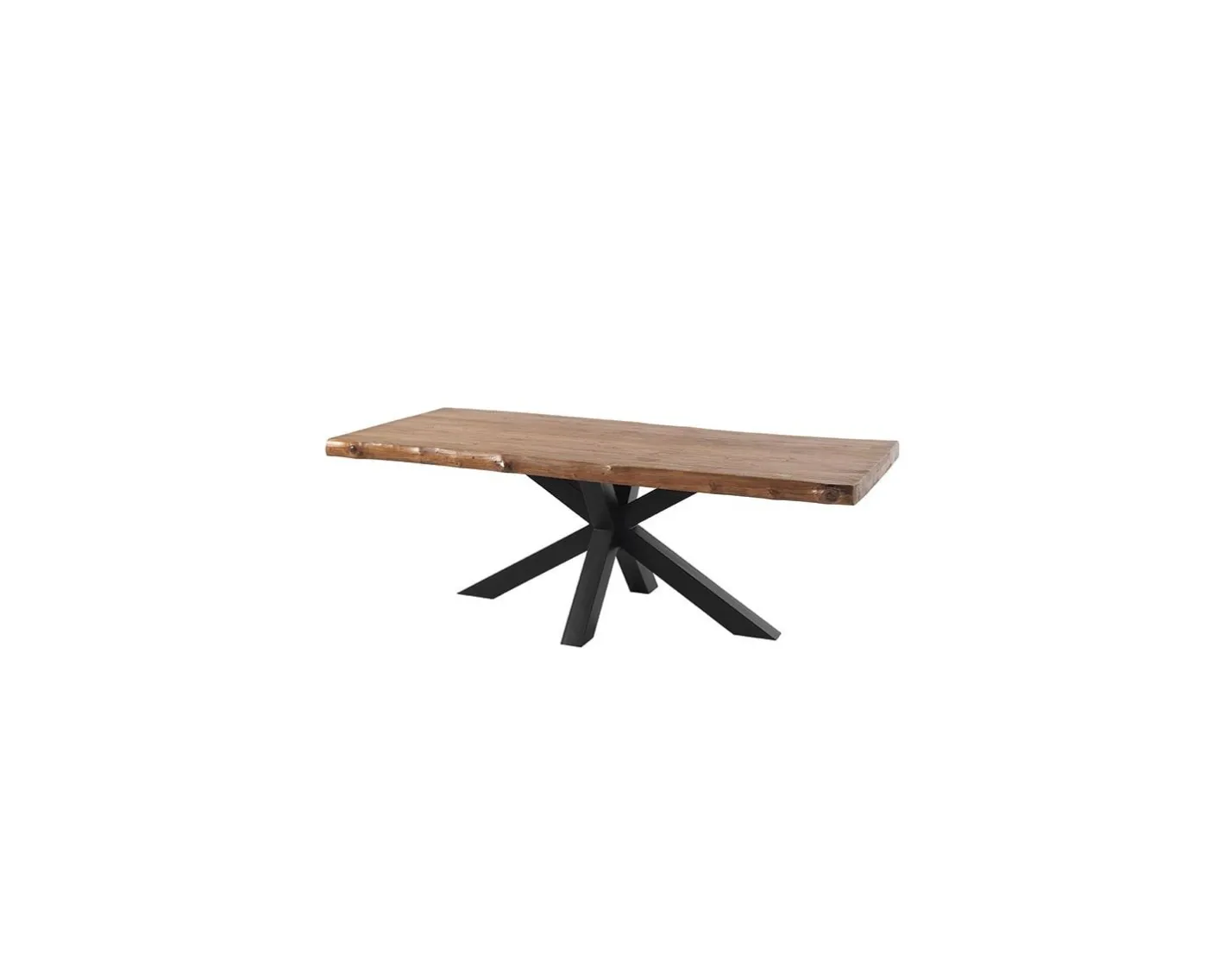 Table à manger plateau teck massif recyclé pieds étoile en métal "Valley" 240cm Table À Manger Rectangulaire