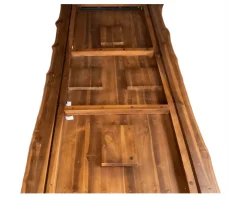 Table à manger plateau teck massif recyclé pieds étoile en métal