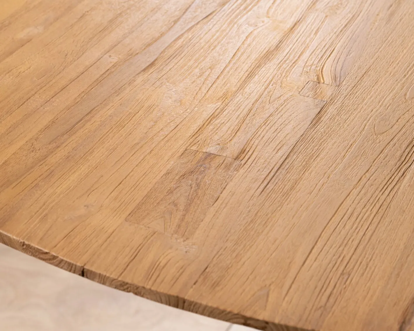 Hot Table à manger XXL 280 cm en teck recyclé et pieds mikado "Bahia" forme bateau Table À Manger Rectangulaire
