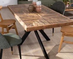 Clearance Table rectangulaire 180cm acacia finition chevrons piètement métal mikado