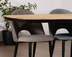 New Table rectangulaire manguier massif 200cm bords biseautés noirs et pieds métal 3D