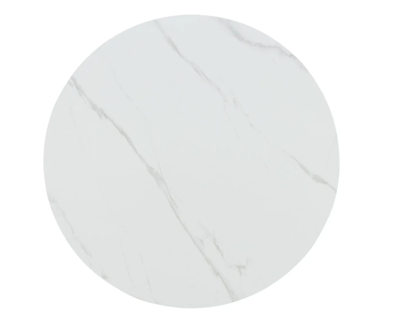 Discount Table ronde 120 cm plateau céramique blanc effet marbre "Oria" piètement aspect chêne Table À Manger Ronde Ou Ovale