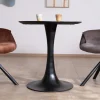 Clearance Table ronde esprit bistrot en manguier noir et pied tulipe "Piccadilly" diamètre 70 cm Table À Manger Ronde Ou Ovale