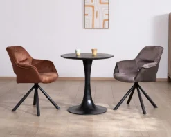 Clearance Table ronde esprit bistrot en manguier noir et pied tulipe 