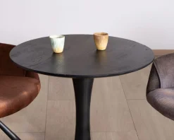 Clearance Table ronde esprit bistrot en manguier noir et pied tulipe 