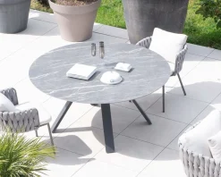 Online Table ronde noire en céramique et aluminium 