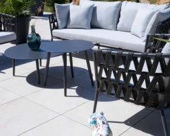 New Tables basses rondes diam. 85 et 60 aluminium anthracite "Saumur" Table Basse Ovale Ou Ronde