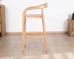Outlet Tabouret de bar en acacia design épuré avec dosseret "Vogue" Tabouret De Bar