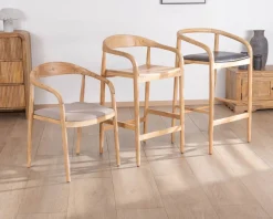 Outlet Tabouret de bar en acacia design épuré avec dosseret 