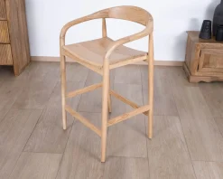 Outlet Tabouret de bar en acacia design épuré avec dosseret 