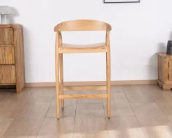 Outlet Tabouret de bar en acacia design épuré avec dosseret 