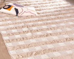 Discount Tapis multi textures beige tissé main 