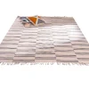 Discount Tapis rectangulaire blanc avec franges et rayures bleues "Ethnic" 120x180 cm Décoration