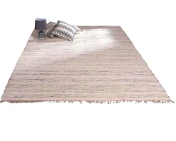 New Tapis tissé main en coton et jute avec franges 120x180cm "Solira" Décoration