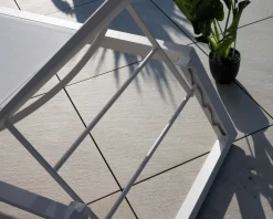 Hot Transat blanc design épuré en aluminium et textilène "Campobello" Bain De Soleil